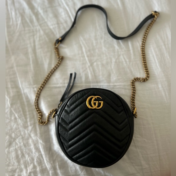Gucci GG Marmont Round Shoulder Bag Matelasse Leather Mini - Picture 4 of 6